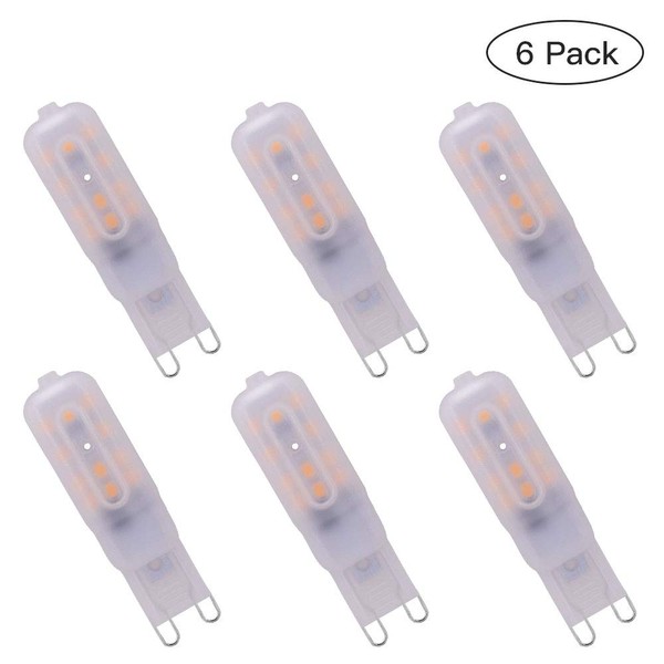 JKLcom G9 LED Light Bulbs 6 Pack G9 Bi Pin