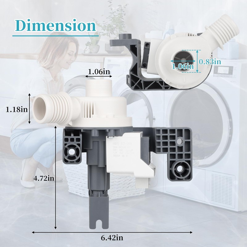 W11396717 W11263349 Washer Drain Pump Assembly Compatible with Whirlpool Maytag