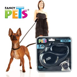Fancy Pets Correa Retráctil para Perro y Gato Chico Color Negro