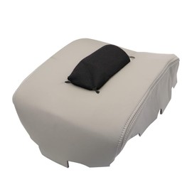 Priprilod Light Gray Leather Center Console Leather Lid Armrest Cover Compatible with Chevy Silverado GMC Sierra 2014 2015 2016 2017 2018(only Leather Part)