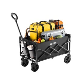 VEVOR Collapsible Folding Wagon with Wheels, Wagons Carts Foldable with 225lbs Capacity, Lightweight Portable Utility Wagon Cart for Grocery Shopping Sports Camping and Garden