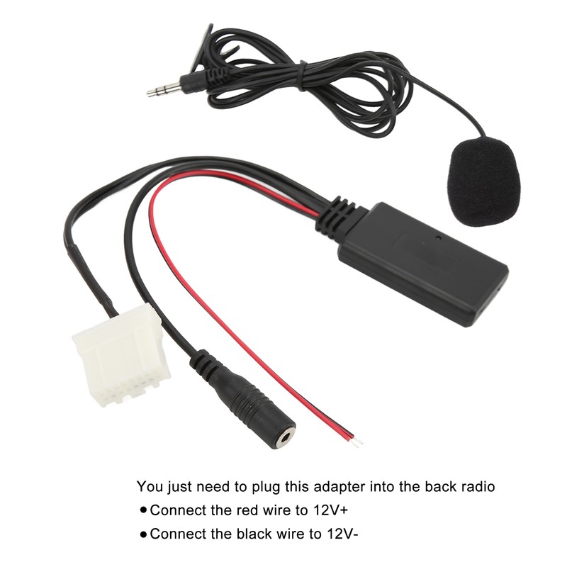 Bluetooth5.0 AUX IN Cable Adapter ISO Handsfree Microphone Replacement for