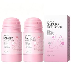 2PCS Japan Sakura Foot Heel Stick, Balm for Dry Cracked Feet Heels Deeply Moisturize Soften Feets Repair Balm for Hands, Heels, Elbows, Knees