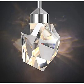 IDEQUY Chrome Crystal Pendant Lights Kitchen Island, Bedroom Bedside Hanging Crystal Ceiling Light, Dimmable 3000k-6000k 1-Light Independent