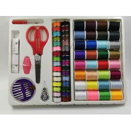 Sewing kit (64 Rolls) + Scissors + Ruler + Needle, Sewing Thread Box Set for Quilting Stitching/Hand Sewing/Machine Sewing