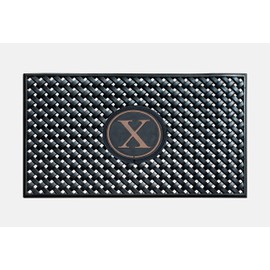 A1HC Large Monogrammed Door Mat, Natural Rubber, 24x39, Ideal for Any entryway, Scrapes Shoes Clean of Dirt & Grime, Door Mats for Entry, Patio, Busy Areas, Black