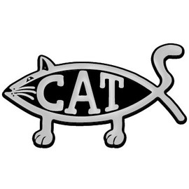 Cat Fish Plastic Auto Emblem - [Silver][5 1/4'' x 3 1/2'']