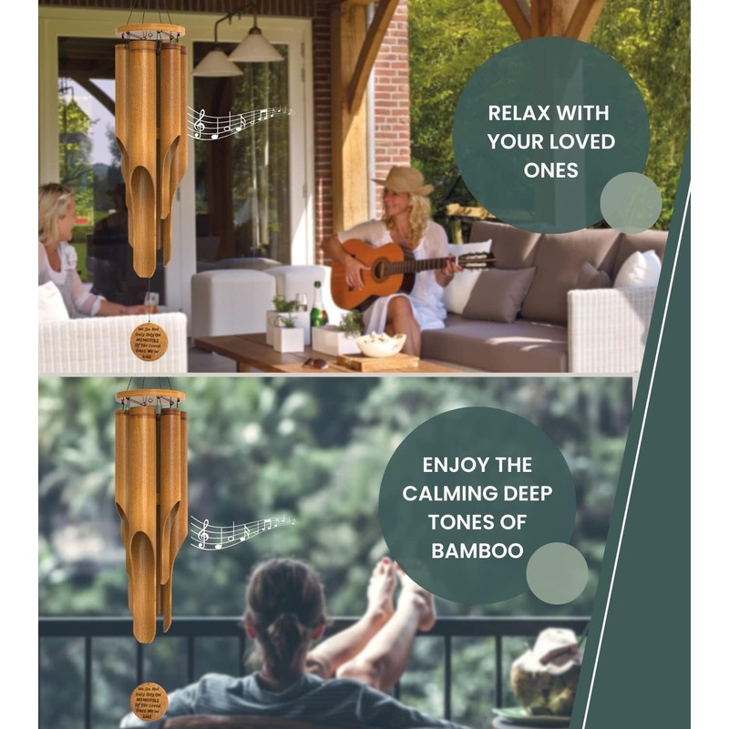 Memorial Bamboo Wind Chimes - Sympathy Windchimes for Loss of