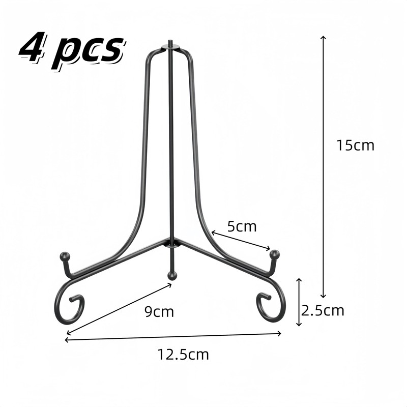 Black Iron Picture Frame Stand, 4 PCS 6 Inch Adjustable