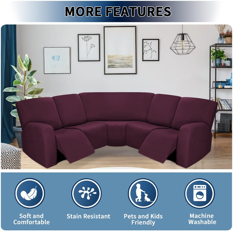 PureFit Additional Seat Cover for Reclining Couch Covers, Super Stretch