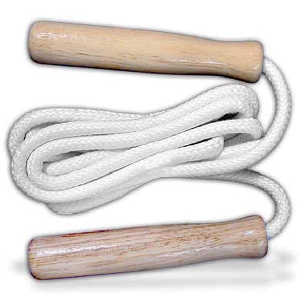 Cannon Sports White Jump Ropes with Wooden Handles & Braided Polyester for Fitness, Exercise & Home Gym (7-Feet)