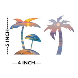 Palm Tree Sunset Beach Sticker,4x5 Inch Summer Sticker Indoor Outdoor Use for Car, Wall and Door,Cup,laptops,4 PCS