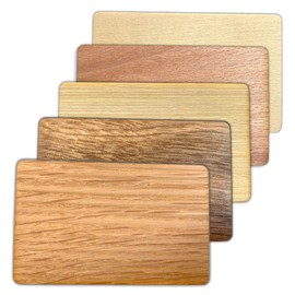 Ninja Pop NFC Wooden Card Assortment - Oak, Basswood, Zelkova and more - Bulk NFC Business Card Assortment - NFC Ntag213 (20 Cards)