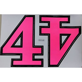 1 Sheet - 2 x Large Number 4 Pink Height 165 mm Sticker Motorsport Motocross Car Tuning Scooter Sticker Film 1 Sheet 270 mm x 180 mm Weatherproof or also for Model Making