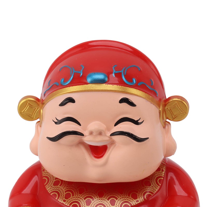 Cai Shen Statue Solar Power Shaking Head Vivid Decorative Chinese