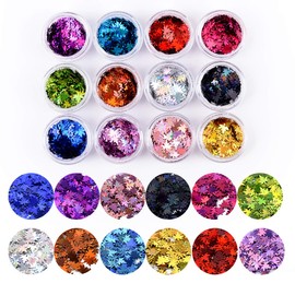 MEILINDS 3D Glitter Sequins Nail Art Tips Charms Maple leaf Design Manicure Nail Decoration 12 Color