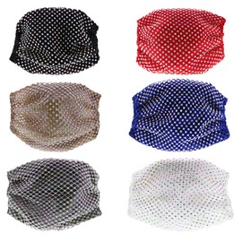 Zac's Alter Ego Set of 6 Non Medical Sparkling Stylish Diamante on Mesh String Face Masks/Covers