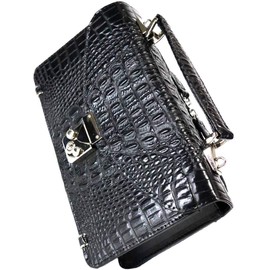 Berkut Long Wallet, Clutch Bag, Large Capacity, Croco Embossed, Black