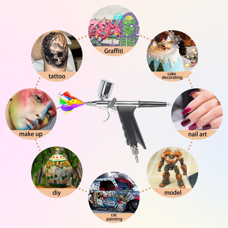 Uouteo Airbrush Trigger Gun Air Brush Gun with 0.3 mm