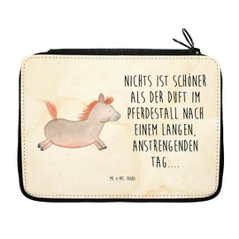 Mr. & Mrs. Panda Pencil Case Horse Jumping - Gift, Pencil Bag, Students, Yard Animals, Children's Pencil Case, Stable, Farm, Horse Owner,, brown, Hand Drawn