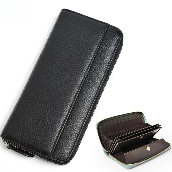 Gulenvailo Women's Wallet, Large Capacity, Long Wallet, Genuine Leather, Garcon,