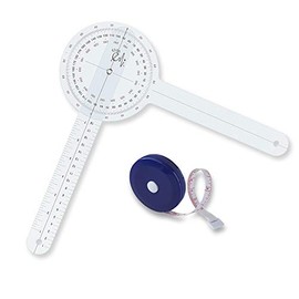 EMI Plastic 12" Goniometer 360 Degree ISOM with Tape Measure - 2 Piece Set (Tape Measure + 12" Goniometer)