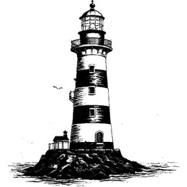 'Lighthouse' Rubber Stamp - Unmounted Design for Crafting & Scrapbooking, A7 (RS00049377)