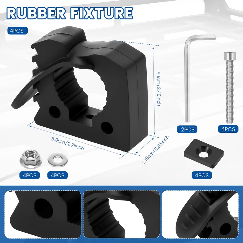 4Pcs Quick Release Rubber Clamp Mount Kit Firm Connection Quick