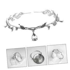 Healvian 1pc Leaf Crystal Pendant Headband Vintage Wedding Hair Accessories for Brides Bridesmaids Elegant Floral Design for Daily Wear Special Occasions