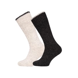 One Pair of Extra Thick Wool Socks for Men and Women, Plain Design, Nordic Socks, Cuddly Socks, Made of 80% Wool, Thick Socks, Hyggelig Warm - Durable Terry Cloth, natural