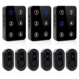 Caregiver Pager Wireless Call Button Emergency Life Alert Systems 500Ft Range with LED Number Display for Elderly/Patient/Disabled at Home/Hospital/Clinic(6 Waterproof Panic Button & 3 Receiver)