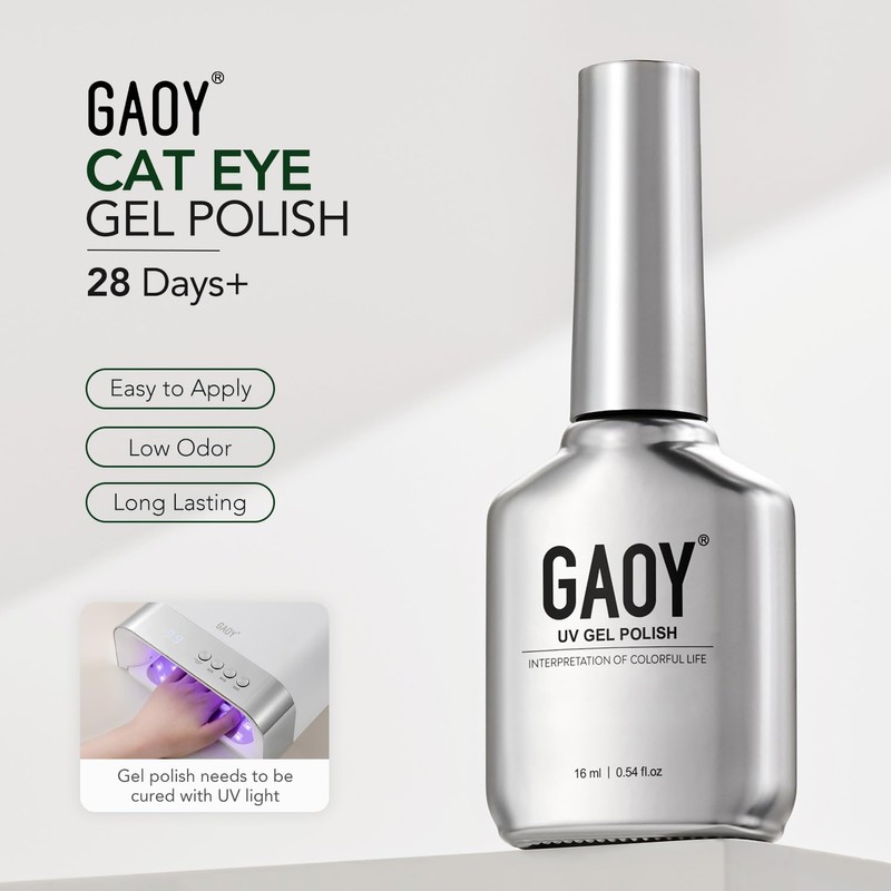 Green Cat Eye Gel Nail Polish, 16ml Holographic Glitter Gel