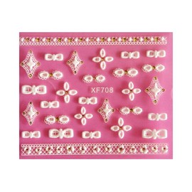 Flower Smile Love Heart Nail Sticker Rhinestone Daisy Rose 3D Crystal Xf708 Nail Wraps Stickers Manicure Supplies for Women Nails Full Long Lasting Easy Apply and Remove
