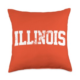 Retro Illinois Tee Vintage Illinois Orange Classic Throwback Throw Pillow