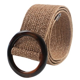 Autumnwell Straw Woven Elastic Belt for Women Wide Stretch Waist Belts(Khaki)