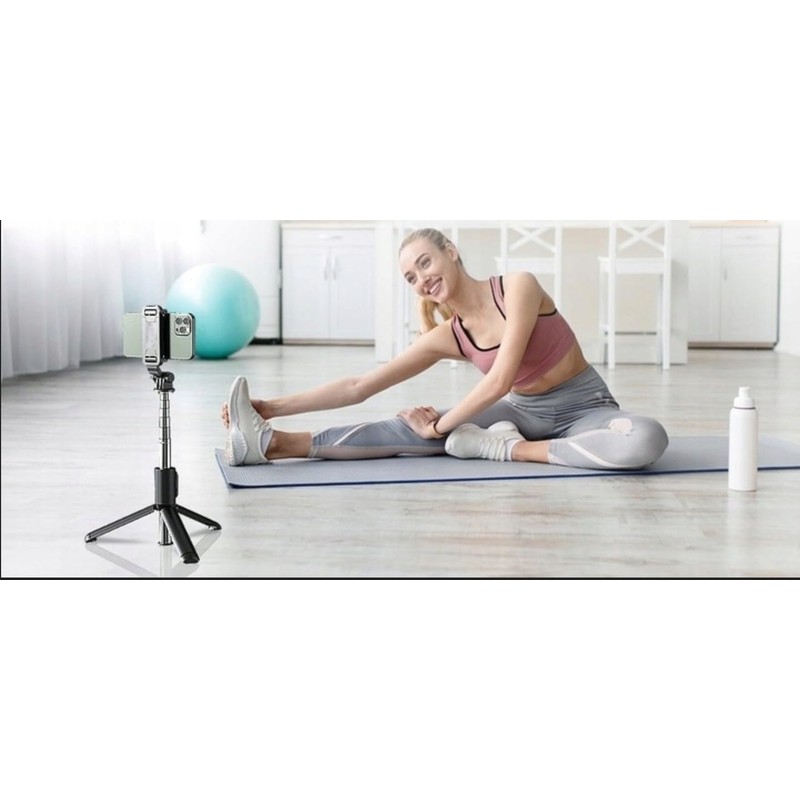 Selfie Stick Tripod, 35" Extension, Bluetooth Camera Remote, Attached Fill