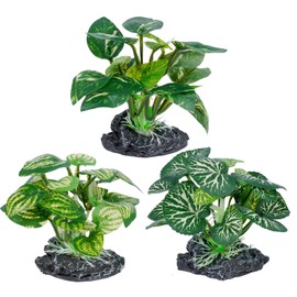 Ameliade Aquarium Plants Fish Tank Decorations Betta Silk Leaf Pad Hammock Cichlid Beta Hides Decor Small Fish Bowl Accessories Turtle Reptiles Axolotl Artificial Plants (3PCS)