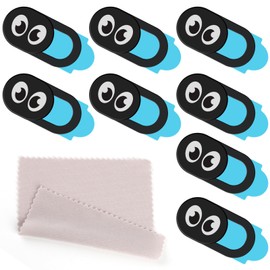 8Pcs Laptop Camera Cover Slider, 0.6mm Ultra-Thin Design Smartphone Camera Cover, Sticker Webcam Protector with Grey Cloth, Webcam Camera Cover Barrier Plate for Your Privacy & Security (Eye)