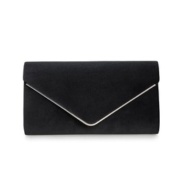 IXEBELLA Faux Suede Evening Bag for Women Classic Velvet Formal Clutch Purse for Prom/Wedding/Black-Tie Events (Black)
