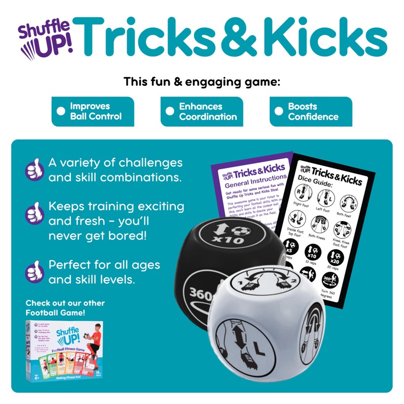 Shuffle Up Tricks & Kicks Football Dice Game, Keepy Uppy