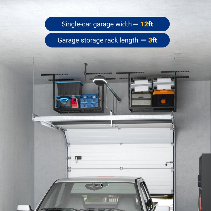 FLEXIMOUNTS 2x3FT Garage Storage Rack Overhead, Adjustable Ceiling Storage Racks,