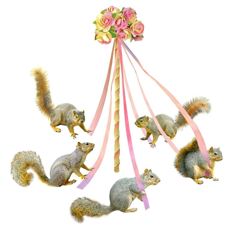 CafePress May Day Squirrels Folded Greeting Card Matte