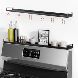 Bumusty 4X Strong Magnetic Shelf for Stove Top, 30" Adjustable Oven Shelf Spice Rack Over the Stove, Seasoning Organizer Kitchen Shelves, Matte Black