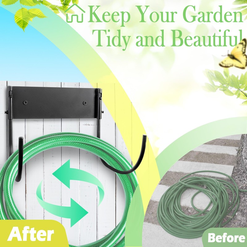 Lifyzoon Heavy Duty Wall-Mount Hose Holder: 1Pc Foldable Rustproof Outdoor