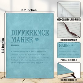 KTJGMBY Difference Maker Gifts Notebook, Difference Maker Definition Writing Leather Journal Employee Appreciation Gift Thank You Gifts for Coworkers Boss Mentor Retirement Leaving Farewell
