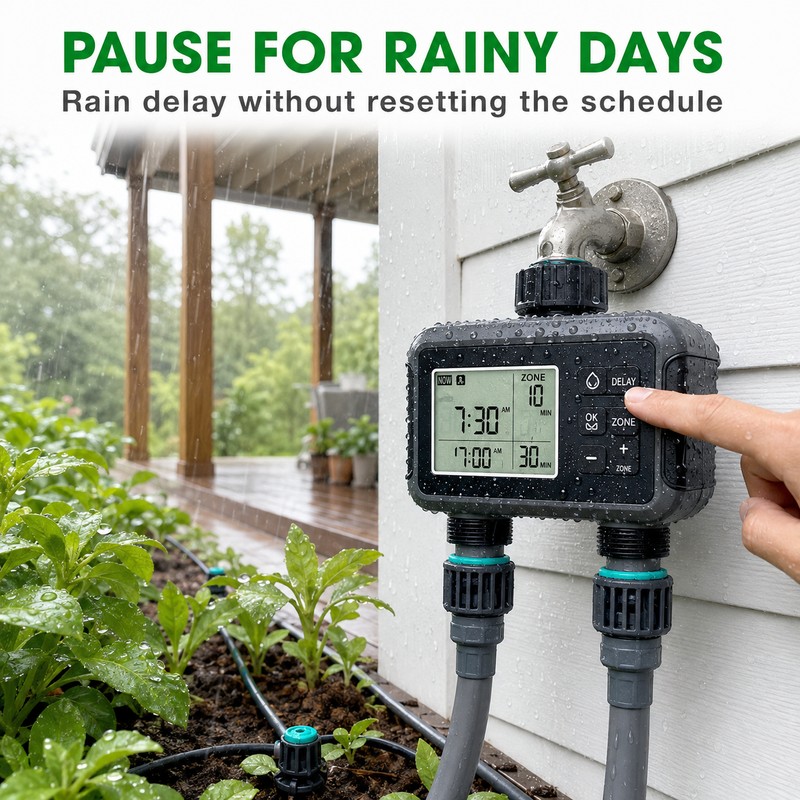 Dual-Zone Programmable Garden Misting & Irrigation Kit, 10/20/30m