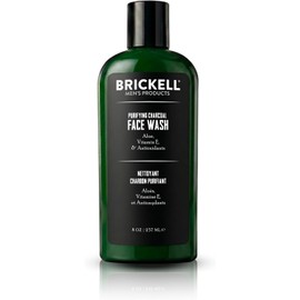 Brickell Men's Purifying Charcoal Face Wash for Men, Natural and Organic Daily Facial Cleanser, 8 Ounce, Scented