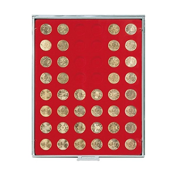 LINDNER Das Original Münzbox Standard mit 48 runden Vertiefungen für