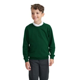 Boys Girls Unisex School Crew Neck Jumper Round Neck Fleece Sweatshirt Uniform Ages 3-16 Years Bottle Green