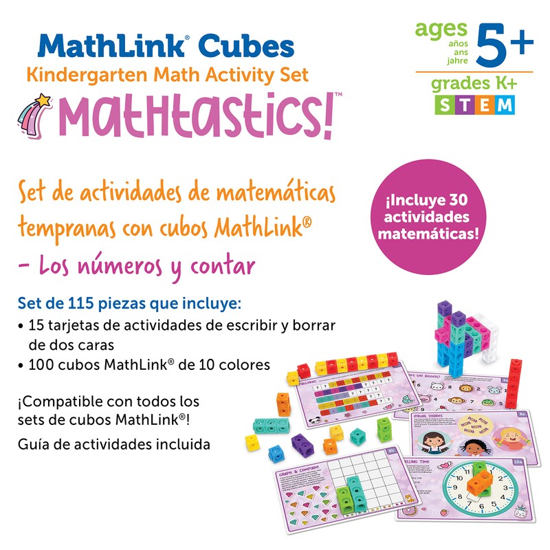 MathLink Cubes Kindergarten Math Activity Set Mathtastics!, Juguetes para aprender